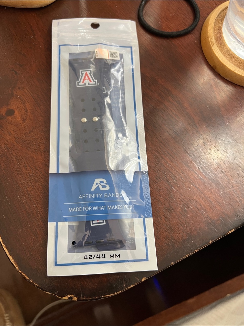 Navy Silicone Watch Band for 42/44mm Apple Watch with Arizona A Logo